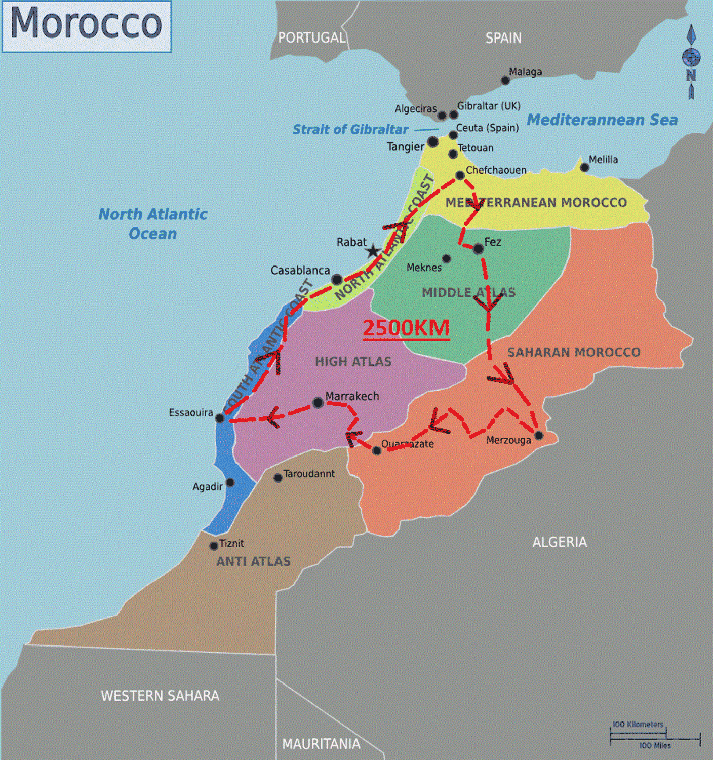 Trasa expedice po Maroku